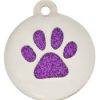 Engraved Glitter Paw Pet ID Tag