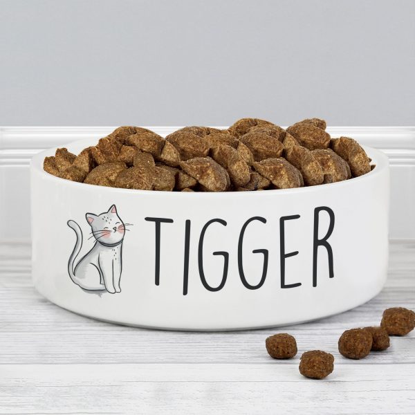 Personalised Scribble Cat 14cm Medium Pet Bowl
