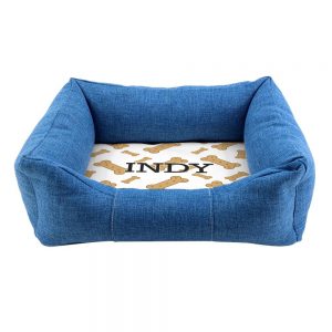 Personalised Blue Comfort Biscuit Dog Bed