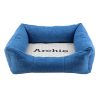Personalised Blue Comfort Grey Spots Dog Bed