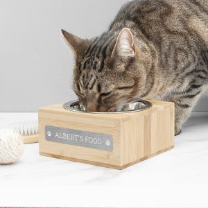 Personalised Small Bamboo Wooden Pet Bowl