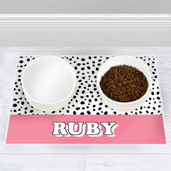 Personalised Pink Spots Dog Placemat
