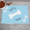 Personalised Blue Paw Print Dog Pet Bowl Mat