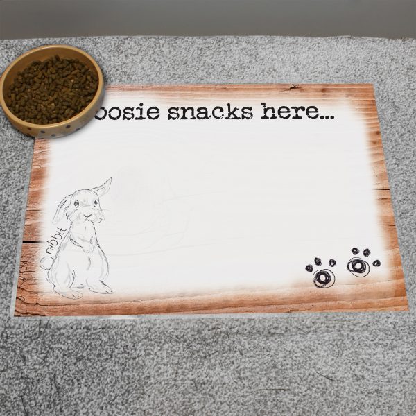Personalised Scribble Bunny Pet Bowl Mat
