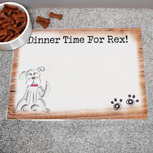 Personalised Scribble Dog Pet Bowl Mat