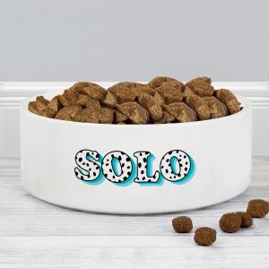 Personalised Blue Spots Name Pet Bowl